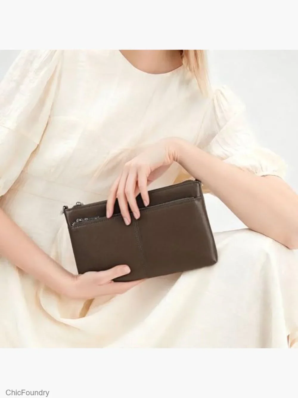 Vegan Leather RFID Wristlet Crossbody Wallet with Detachable Straps